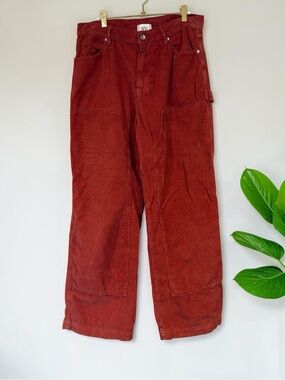 BDG by Urban Outfitters Corduroy Wild Leg/Baggy Pants Rust Orange